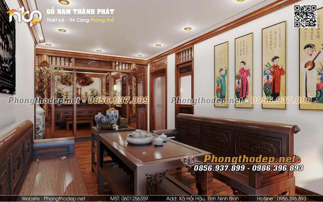Mẫu tranh tứ quý trang trí phòng thờ truyền thống đẹp